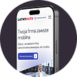 Smartfon w orientacji pionowej z widocznym ekranem wyświetlającym stronę internetową, na ciemnym tle.